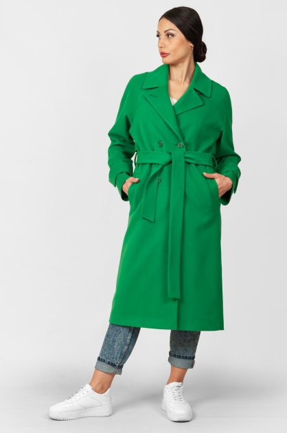 Пальто прямого кроя - Арт: №376,зеленый - Размеры: 40-42, 44-46, 48-50, 52-54