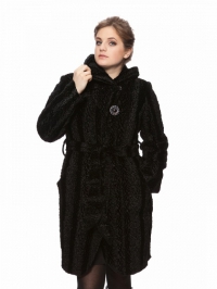 Пальто из каракуля - Арт: 222 black - Размеры: 52 