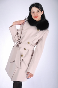 Женское пальто - Арт: 2491 бежевый - Размеры: 42 44 46 48 50 52 54 