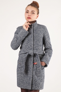 Женское пальто - Арт: 271 твид голубой - Размеры: 48
