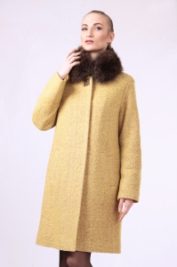 Женское пальто - Арт: 2352 жёлто-коричнево - Размеры: 48 50 52 54 56 58 60