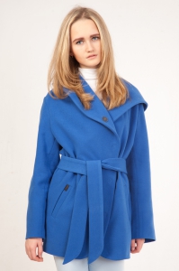 Укороченное пальто с капюшоном - Арт: 283 василёк - Размеры: 38-40 42-44 46-48