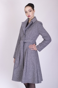 Пальто с клешёной юбкой - Арт: 288 меланж серый - Размеры: 42 46 
