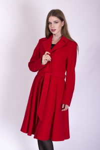 Пальто с клешёной юбкой - Арт: 288 красный - Размеры: 42 44 46 48 