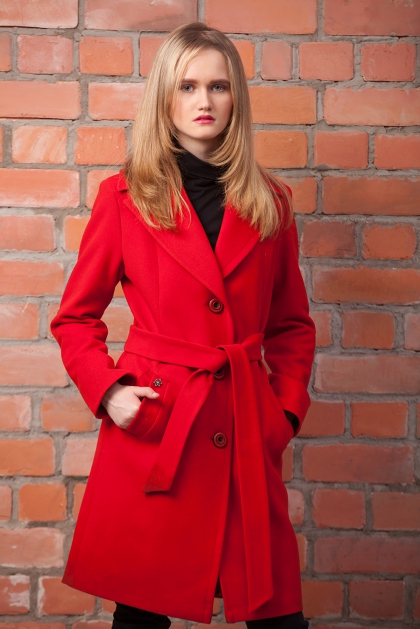 Классическое пальто - Арт: 278-2 красный - Размеры: 42 44 46 48 52 54