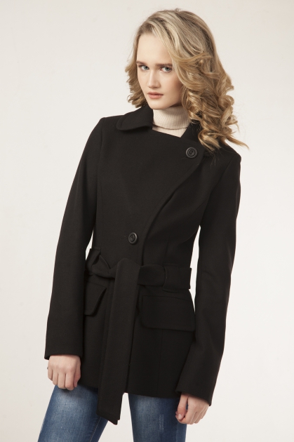 Укороченное приталенное пальто - Арт: 280 черный - Размеры: 44 46 48 50 52
