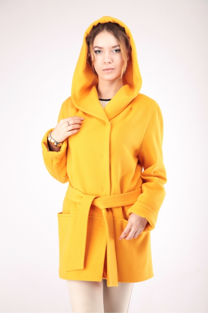Женское пальто - Арт: 267 жёлтый - Размеры: 46-48 50-52
