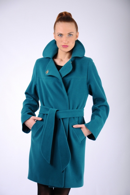 Женское пальто - Арт: 256 изумруд - Размеры: 54-56