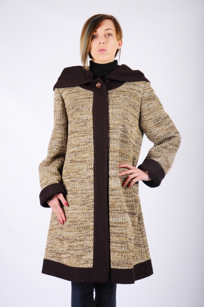 Женское пальто - Арт: 227+к коричневый - Размеры: 50 52 54 56 58