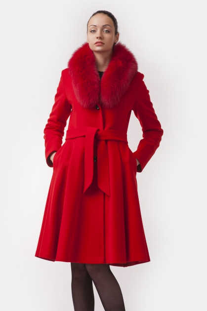 Женское пальто - Арт: 288 ут красное - Размеры: 42 44 46 48