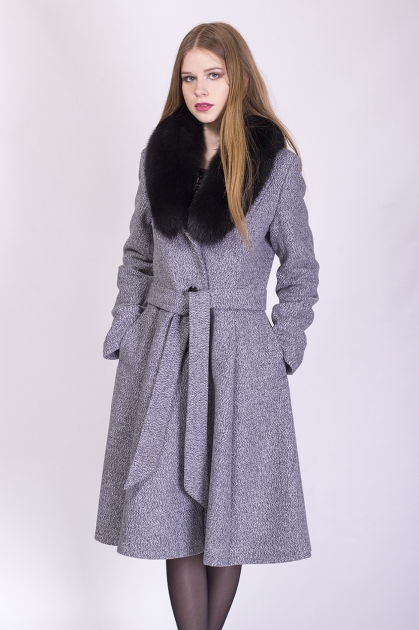 Женское пальто - Арт: 288 ут меланж серый - Размеры: 42 44 46 48