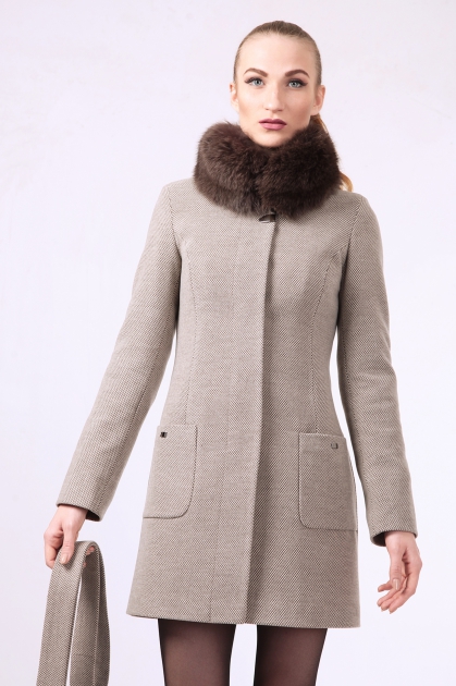 Женское пальто - Арт: 271 беж меланж - Размеры: 40 42 