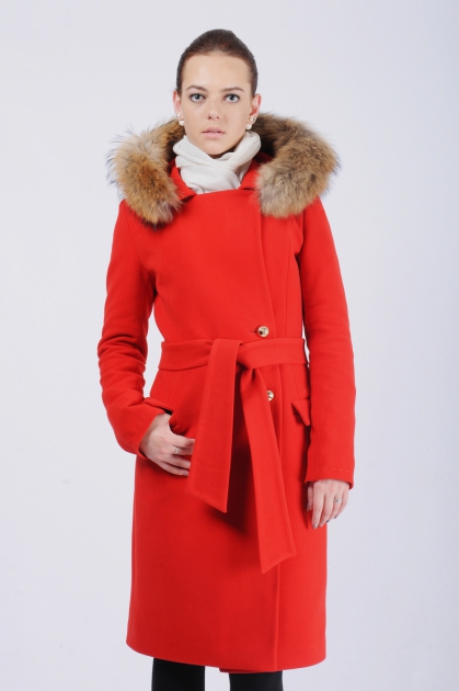 Женское пальто - Арт: 263 у красный - Размеры: 52 54