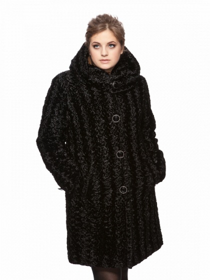Пальто из каракуля - Арт: 176 black - Размеры: 50 52 54 