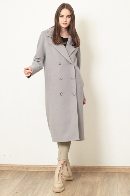 Пальто классическое - Арт: 359 серый - Размеры: 38, 40-42, 52-54