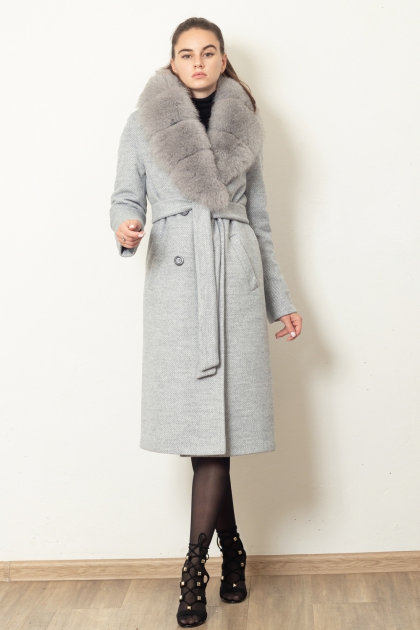 Классическое пальто артикул-360z серый
