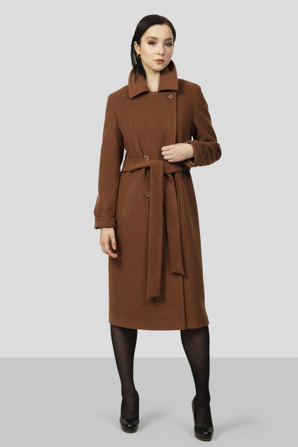 Пальто с английским воротником - Арт: 360 коричневый - Размеры: 38, 40-42, 44-46, 48-50, 52-54