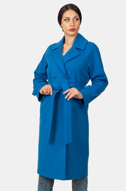Пальто прямого кроя - Арт: №376, синий - Размеры: 40-42, 44-46, 48-50, 52-54
