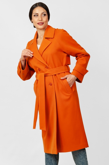 Пальто прямого кроя артикул-№376, оранжевый