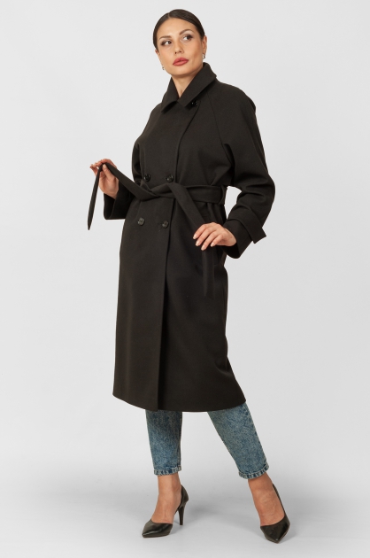 Пальто прямого кроя - Арт: №376, черный - Размеры: 40-42, 44-46, 48-50, 52-54